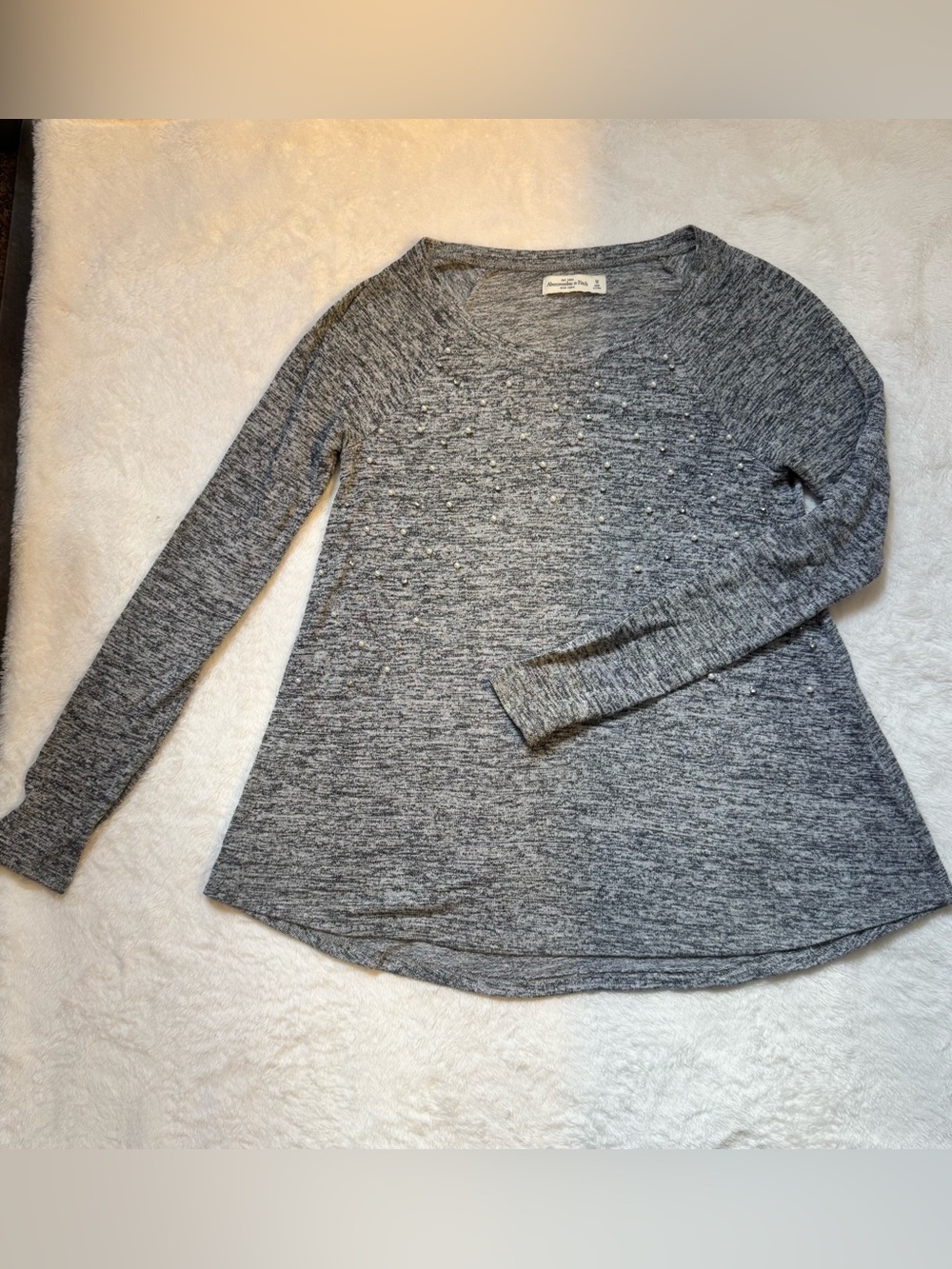 Abercrombie Heathered Gray Knit Sweater Panel